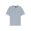 Hugo Boss Waffle-structured Pajama T-shirt With Embroidered Logo In Blue