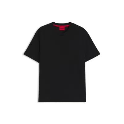 Hugo Boss Waffle-structured Pajama T-shirt With Embroidered Logo In Black