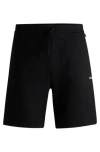 Hugo Boss Waffle-structured Pyjama Shorts With Embroidered Logo In Black