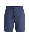 Hugo Boss Waffle-structured Pyjama Shorts With Embroidered Logo In Blue