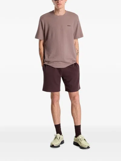 Hugo Boss Waffle-knit Drawstring Shorts In Red