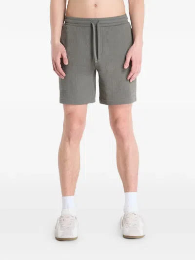 Hugo Boss Waffle-knit Pajamas Shorts In Green