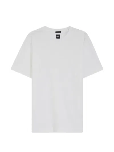 Hugo Boss Cotton-blend T-shirt With Bubble-jacquard Structure In White