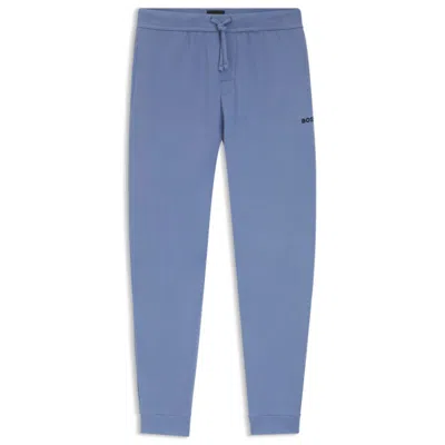 Hugo Boss Waffle-structure Pyjama Bottoms In A Cotton Blend In Blue