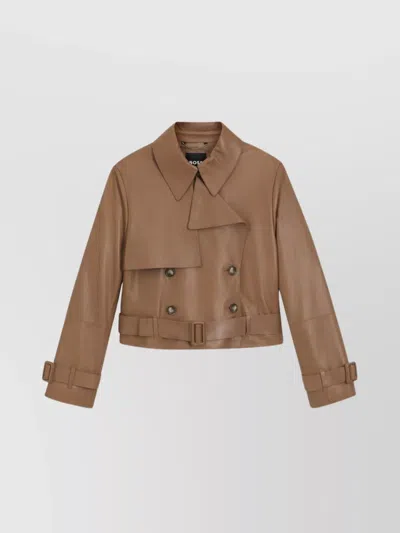 HUGO BOSS WAIST BELTED LEATHER JACKET