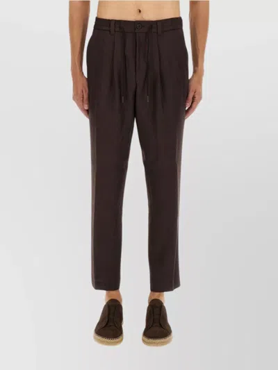 Hugo Boss Waist Drawstring Cropped Length Side Pockets In Brown