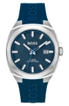 HUGO BOSS WALKER SILICONE STRAP WATCH, 41MM