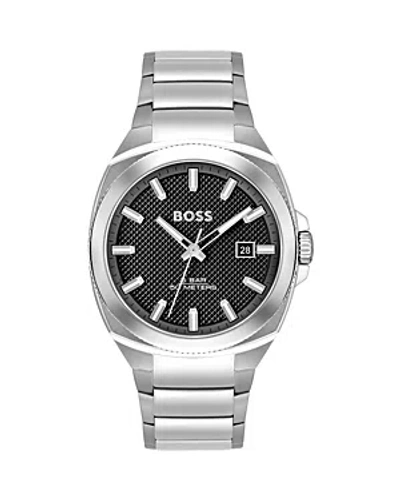 Hugo Boss Link-bracelet Watch With Guilloch Black Dial Men's Watches In Assorted-pre-pack