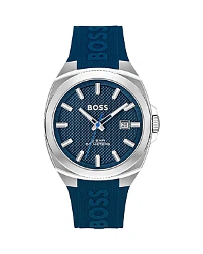 Hugo Boss Boss Men's Walker Quartz Basic Calendar Blue Silicone Watch 41mm In Assorted-pre-pack