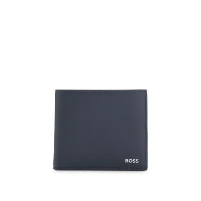 Hugo Boss Wallet With Silver-foil Logo In Blue