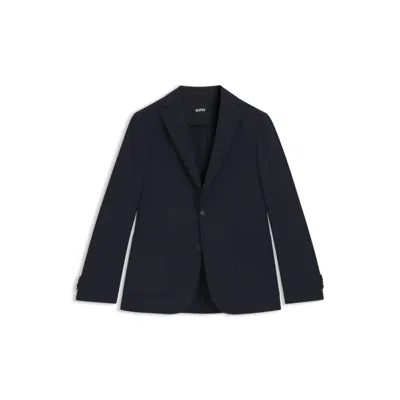 Hugo Boss Washable Slim-fit Jacket In A Wool Blend In Blue