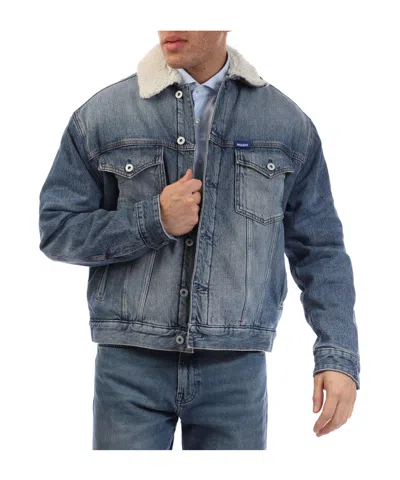 Hugo Boss Washed Denim Jacket In Multicolor