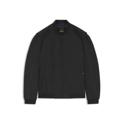 Hugo Boss Water-repellent Bomber Jacket In Cotton-touch Fabric In Black