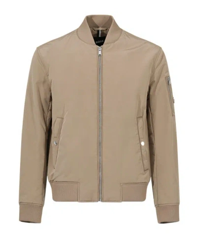 Hugo Boss Water-repellent Bomber Jacket In Nude