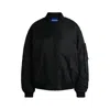 Hugo Boss Water-repellent Bomber Jacket With Branded Zip Puller In Black