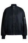 Hugo Boss Water-repellent Bomber Jacket With Zipped Sleeve Pocket In Dark Blue