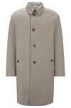 Hugo Boss Water-repellent Coat In Micro-patterned Virgin Wool In Light Green