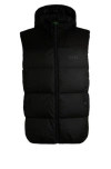 Hugo Boss Water-repellent Down Gilet With Logo Print In Black 001