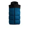 Hugo Boss Water-repellent Down Gilet With Logo Print In Blue