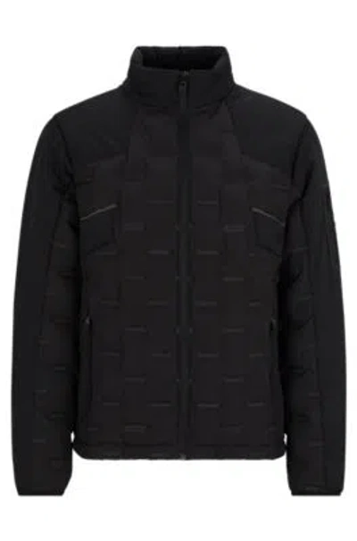 Hugo Boss Water-repellent Down Jacket In Printed-bonding Fabric In Black