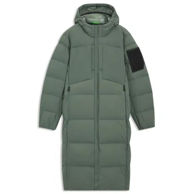 Hugo Boss Water-repellent Down Jacket In Ripstop Fabric In Green