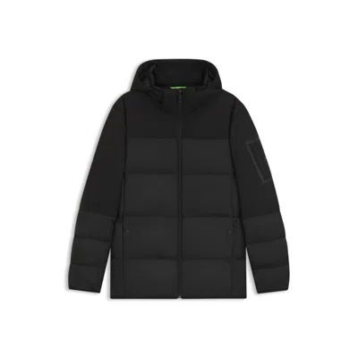 Hugo Boss Water-repellent Down Jacket With Detachable Hood And Sleeves In Black