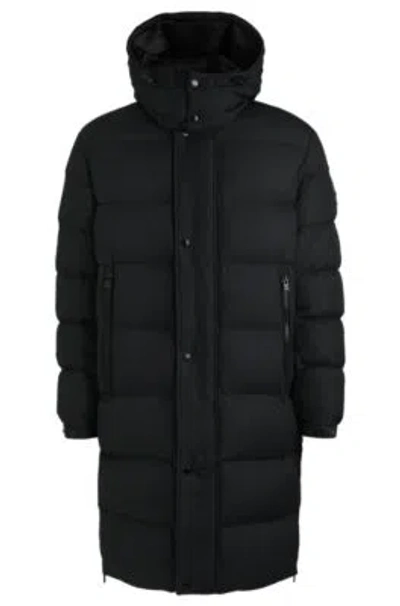 Hugo Boss Water-repellent Down Jacket With Detachable Hood In Black