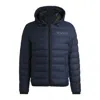 Hugo Boss Water-repellent Down Jacket With Tonal Logo In Blue