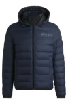 Hugo Boss Water-repellent Down Jacket With Tonal Logo In Dark Blue