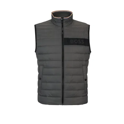 Hugo Boss Water-repellent Gilet With 3d-logo Tape In Grey