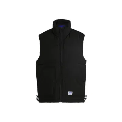 Hugo Boss Water-repellent Gilet With Blue Logo Label In Black