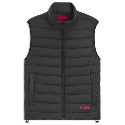 Hugo Boss Water-repellent Gilet With Logo Print In Gray