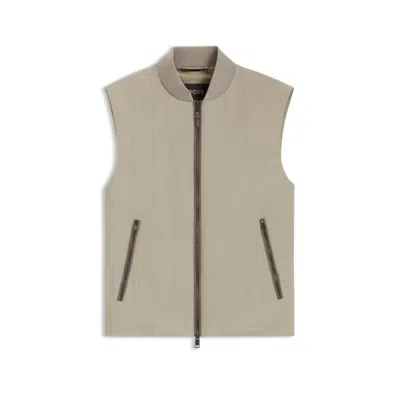 Hugo Boss Water-repellent Gilet With Tonal Binding In Nude