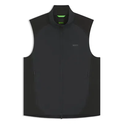 Hugo Boss Water-repellent Golf Vest With Decorative Reflective Details In Black