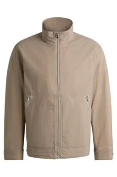 Hugo Boss Water-repellent Jacket In A Cotton Blend In Khaki