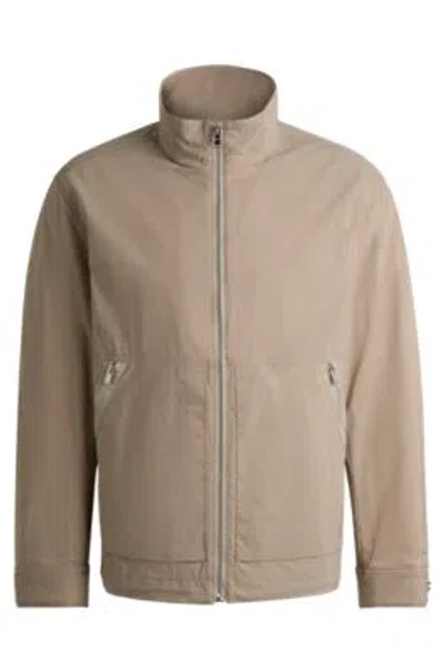 Hugo Boss Water-repellent Jacket In A Cotton Blend In Beige
