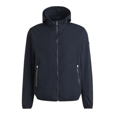 Hugo Boss Water-repellent Jacket In Crinkle Fabric With Adjustable Hood In Blue