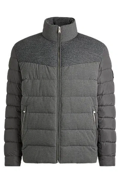 Hugo Boss Water-repellent Jacket In Mixed Materials In Grey