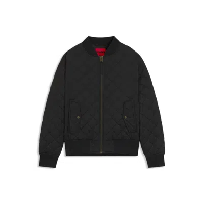 Hugo Boss Water-repellent Jacket In Quilted Satin In Black