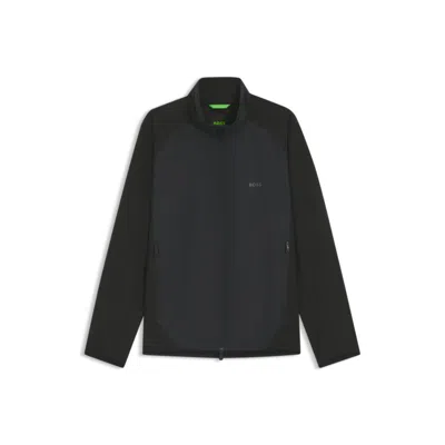 Hugo Boss Water-repellent Jacket In Super-stretch Poplin In Black