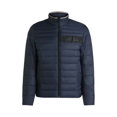 Hugo Boss Water-repellent Jacket With 3d Logo Tape In Blue