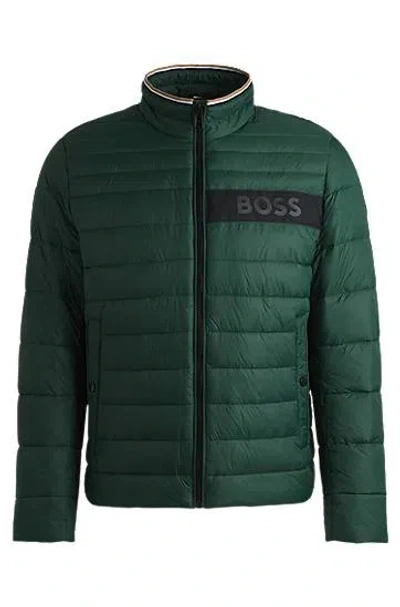 Hugo Boss Water-repellent Jacket With 3d Logo Tape In Light Green