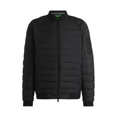 Hugo Boss Water-repellent Jacket With Branded Sleeve Pocket In Black