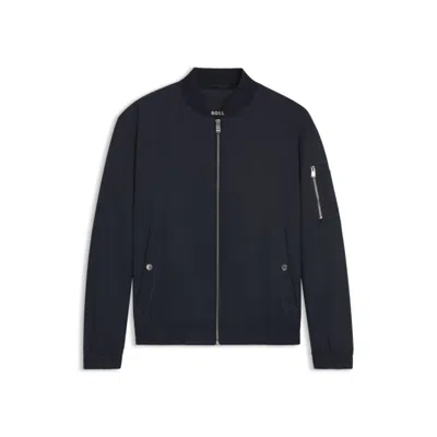Hugo Boss Water-repellent Jacket With Double B Monogram Trim In Black