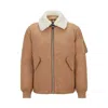 Hugo Boss Water-repellent Jacket With Faux-fur Collar In Beige