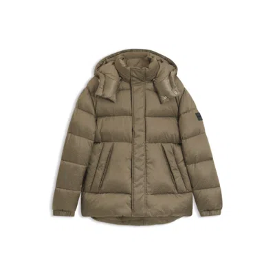 Hugo Boss Water-repellent Jacket With Monogram Jacquard In Brown