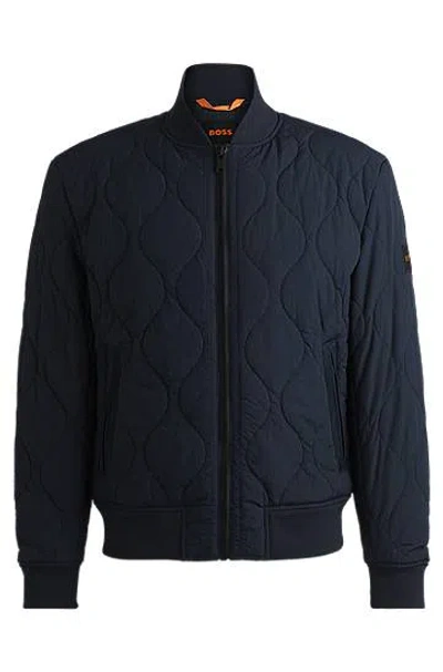Hugo Boss Water-repellent Jacket With Onion Quilting In Dark Blue