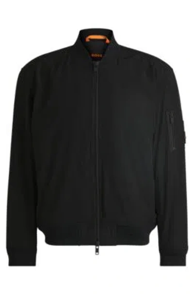 Hugo Boss Water-repellent Jacket With Zipped Sleeve Pocket In Black