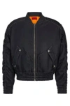Hugo Boss Water-repellent Padded Bomber Jacket With Logo Print In Dark Grey