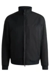 Hugo Boss Water-repellent Padded Bomber Jacket With Logo-print Underplacket In Black